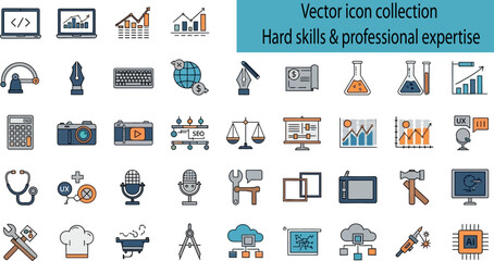 Colorful Vector Icon Set Hard Skills & Professional Expertise Design Elements