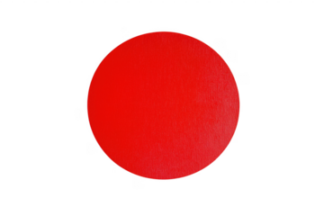 Vibrant red circle on transparent background with abstract geometric composition in modern style