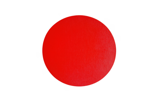 Vibrant red circle on transparent background with abstract geometric composition in modern style