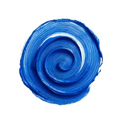 A stunning swirl of blue paint. A vivid blue paint swirl forms a striking circular motion.