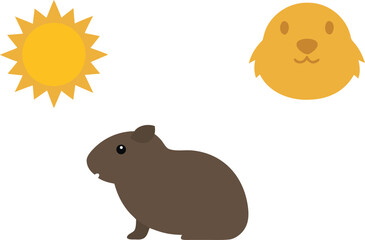 Groundhog day illustration vector bundle scalable eps icon of sun and groundhog vector