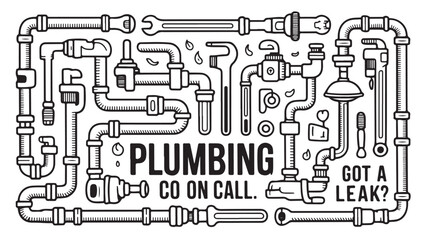 Plumbing tools and pipes illustration perfect for repair services marketing showing wrenches pipes and valves representing home repair and maintenance