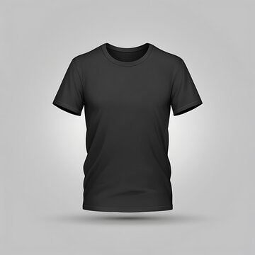 Plain black t shirt mockup on a light gray background