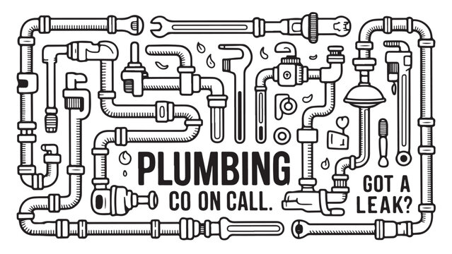 Plumbing tools and pipes illustration perfect for repair services marketing showing wrenches pipes and valves representing home repair and maintenance