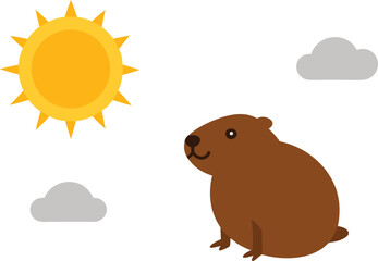 Groundhog day sunny weather vector illustration with sun and clouds iconic design vector