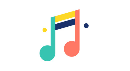 Colorful isometric musical eighth notes icon design.