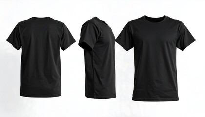 Black t-shirt mockup, various views