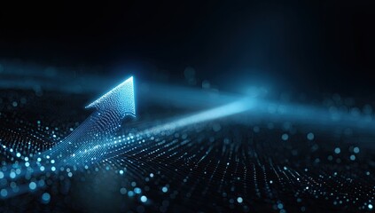 Abstract digital arrow upward on a dark background
