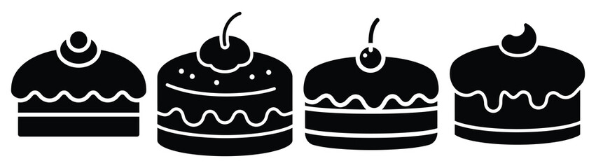 cake Icon Set, Vector illustration