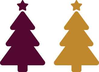 Festive holiday trees adorned with stars, symbolizing Christmas and winter celebrations