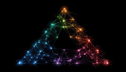 Abstract geometric triangle with interconnected glowing points