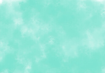 Turquoise Watercolor Background – Abstract Cloud Texture in Soft Blue-Green Tones.