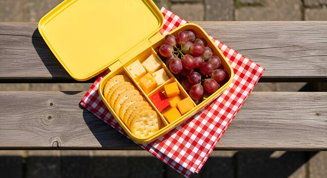 A Delightful Composition Of A Packed Lunch, Perfect For A Sunny Day Outing
