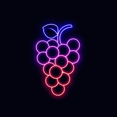 Neon grapes on dark background.