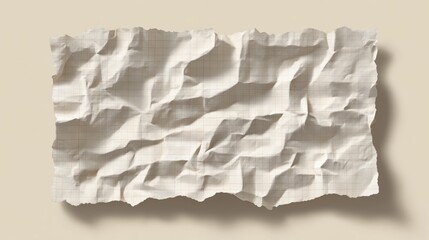 Obraz premium A crumpled sheet of textured paper, suggesting discarded thoughts, missed chances and a fresh start, on a pale background.