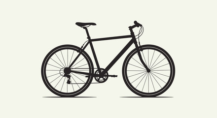 Fototapeta premium Sleek black bicycle silhouette on a white background for minimalist design projects