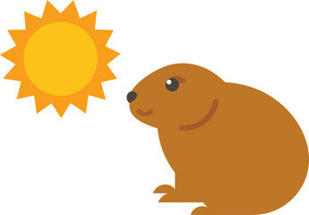 Groundhog day vector illustration of a groundhog and the sun for weather forecasting themes vector