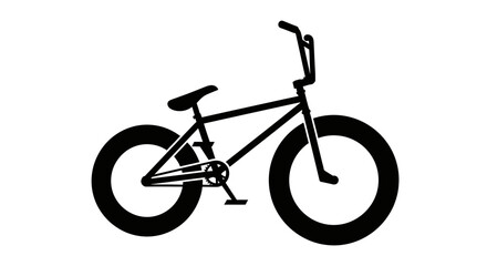 Fototapeta premium Black silhouette of a freestyle bmx bike on white background providing minimalist illustration