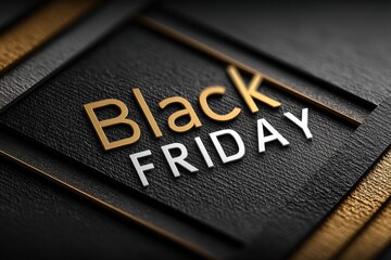 Elegant Black Friday sale background with gold and silver text on dark surface
