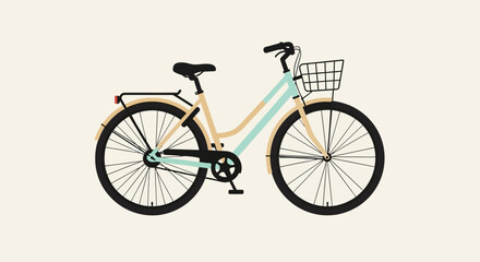 Fototapeta premium Stylized bicycle illustration featuring a pastel color palette and clean line work design