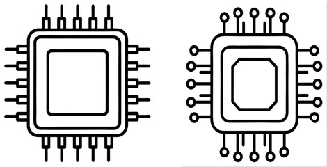 CPU icon set on white background.eps