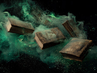 Spooky old tomes and books with magical effects.