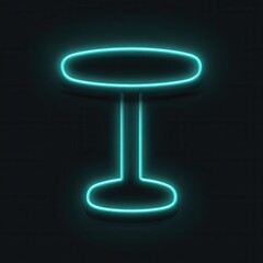 Neon outline of a modern design table, illustration in turquoise, on dark background