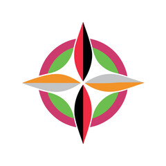 colorful leaf compass logo design star logo icon on white background
