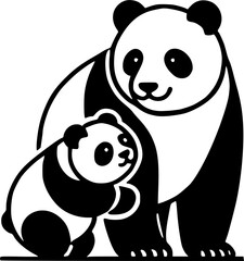 Giant panda and cub sign, symbol, vector, art