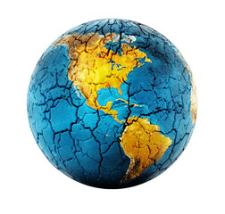 Dry earth with cracked soil on transparent background. 3D illustration
