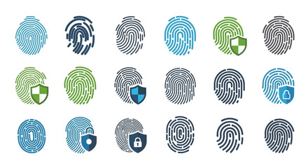 Fingerprint security icons representing identity verification and data protection.