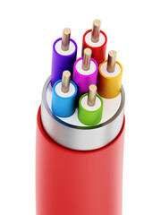Electric cables on transparent background. 3D illustration
