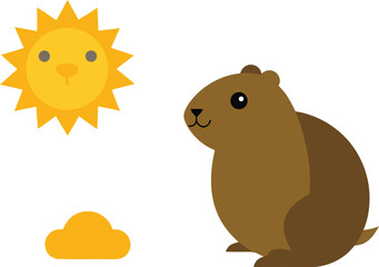 Groundhog day vector illustration bundle featuring a cute groundhog and a cheerful sun vector