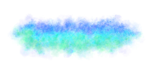 Green and blue smoke cloud on transparent background template or mockup for visual effects and overlays