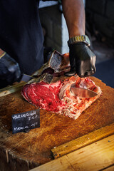 photography, steak, meat, color image, italy, no people, food and drink, horizontal, beef, tuscany, freshness, food, close-up, italian food, italian culture, grilled, raw food, restaurant, barbecue - 