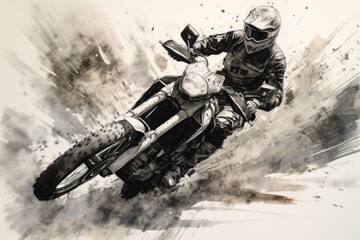 Motorbike motorcycle motocross drawing.