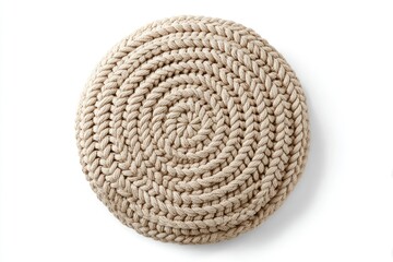 Beige knitted circular cushion