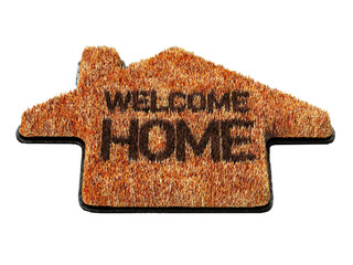 Welcome home doormat on transparent background. 3D illustration