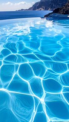 Azure pool reflecting a bright sky