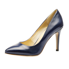 Fototapeta premium Navy blue high heel shoe isolated on transparent background for women