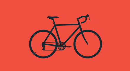 Obraz premium Minimalist bicycle illustration on vibrant red background promoting cycling culture
