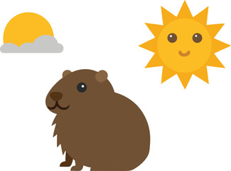 Groundhog day illustration bundle with sun and clouds for festive vector graphics vector