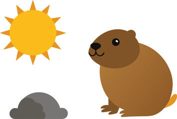 Groundhog day bundle vector illustration celebrating sun and shadow elements scalable eps vector