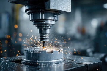 Industrial machine tool cutting metal