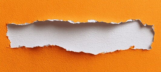 The Torn Orange Paper Edge Revealing White Blank Space for Design