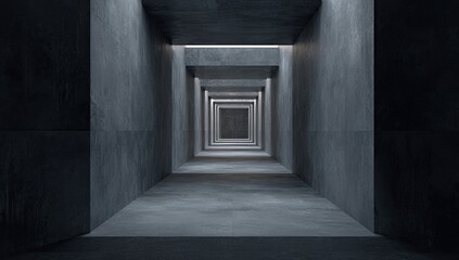 Dark, concrete corridor