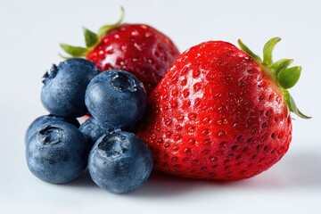 Close-up of fresh strawberries and blueberries (1)