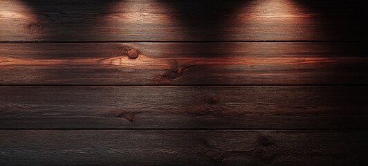 The Wooden Wall Background With Warm Spotlights And Rustic Textured Oak Planks