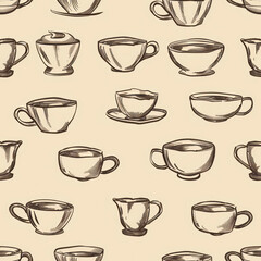 Seamless Coffee Pattern. Modern Coffee Beans and Cup Seamless Design. Minimalist Coffee Pattern for Packaging and Branding