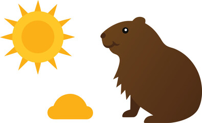 Groundhog day sun illustration vector eps icon for weather forecasting and animal themes vector
